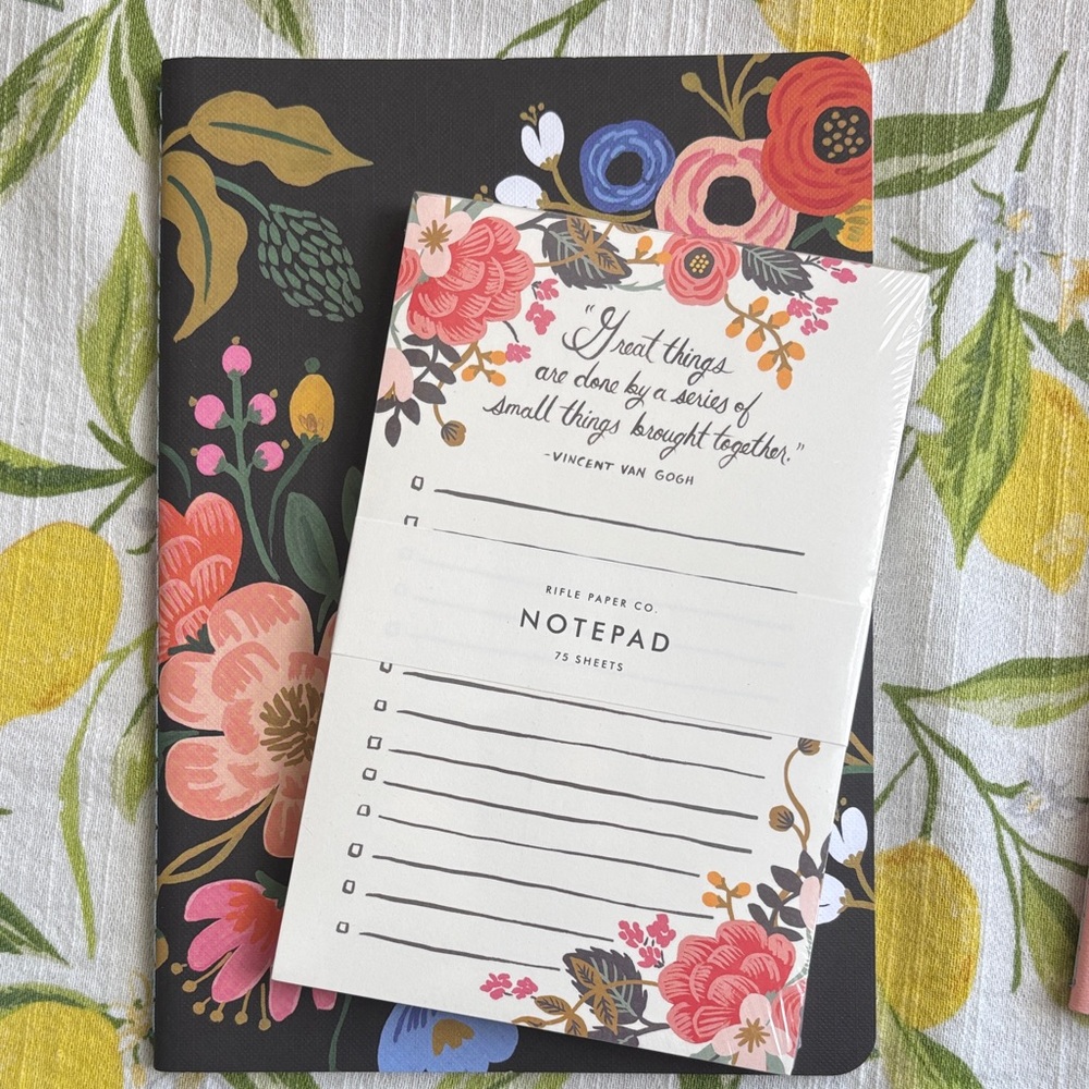 Rifle Paper Co. Black and Pink Floral Notepad